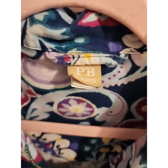 Pottery Barn Teen Size Medium Fuschia Floral Paisley Flannel 2 Piece Pajama Set - Picture 3 of 9